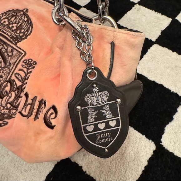 Vintage Juicy Couture Pink Logo Velour Hobo Handbag Purse - Picture 3 of 16